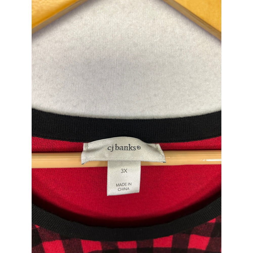Buffalo Plaid CJ Banks Womens 3X Red Knit Sweater Vest Preppy Cabin Country - Picture 3 of 9